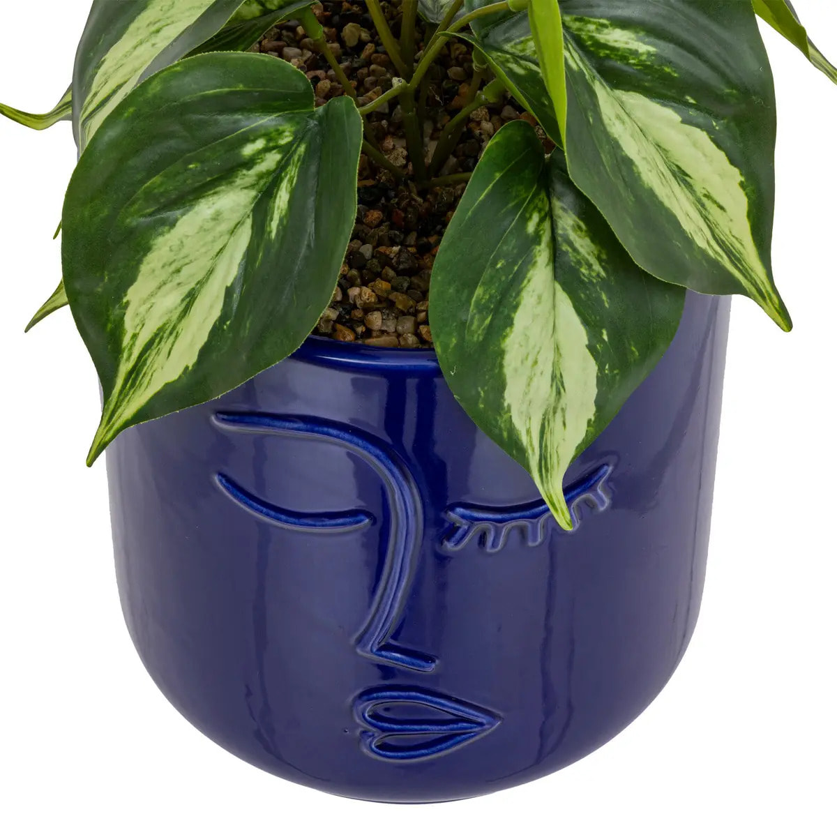 Plante artificielle "Soleya" H30cm bleu marine