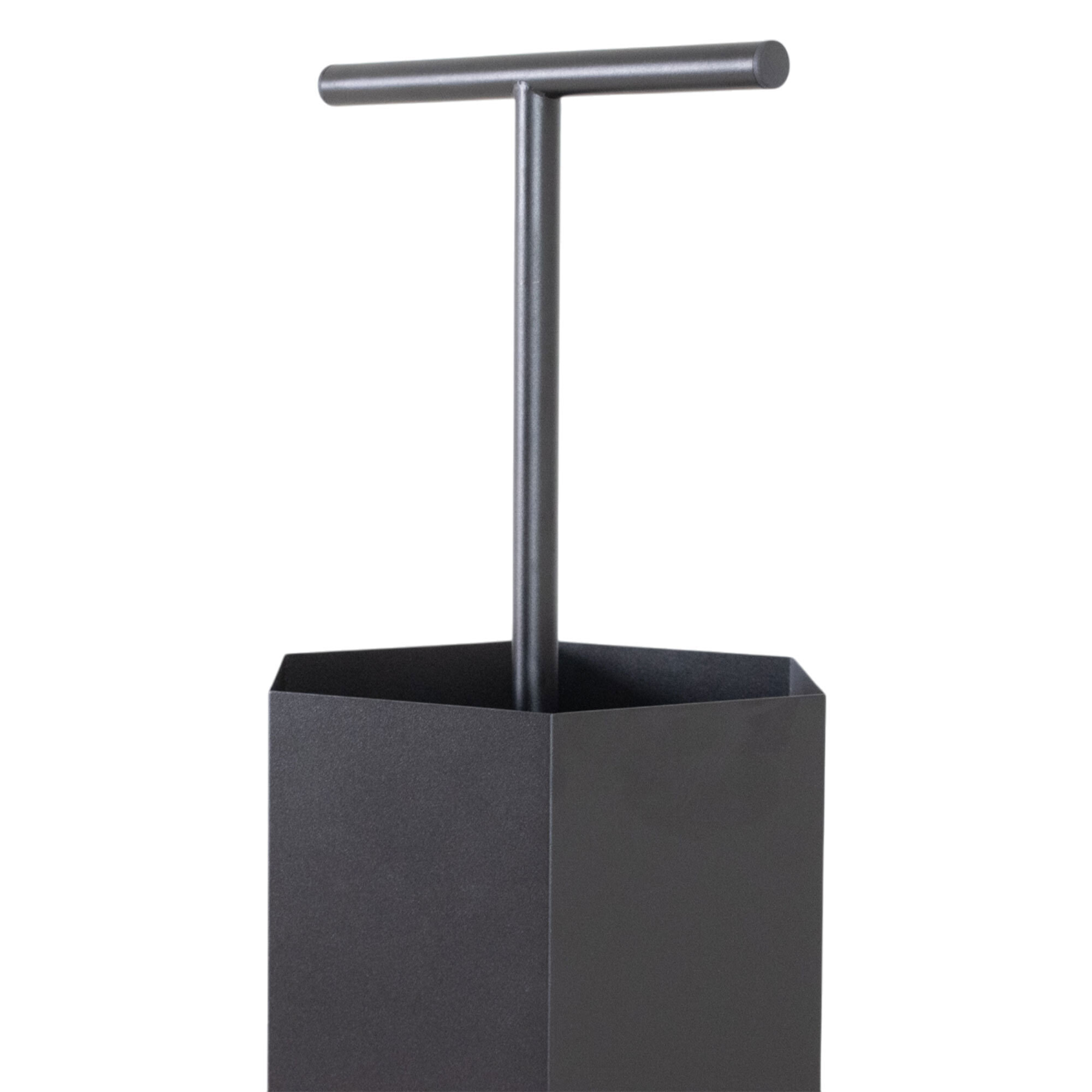 Ohm - Portaombrelli di Design 25x72x22 cm con Feritoia di Svuotamento acqua in Metallo Nero