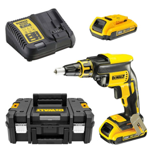 Visseuse plaques de plâtre XR 18V - DEWALT - avec 2 Batteries 18V 2.0Ah - Chargeur - Tstak - DCF620D2