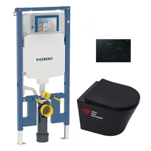 Pack WC bati-support Geberit + WC  Swiss Aqua Technologies sans bride + abattant softclose + plaque (SLIMBLINFIASP)