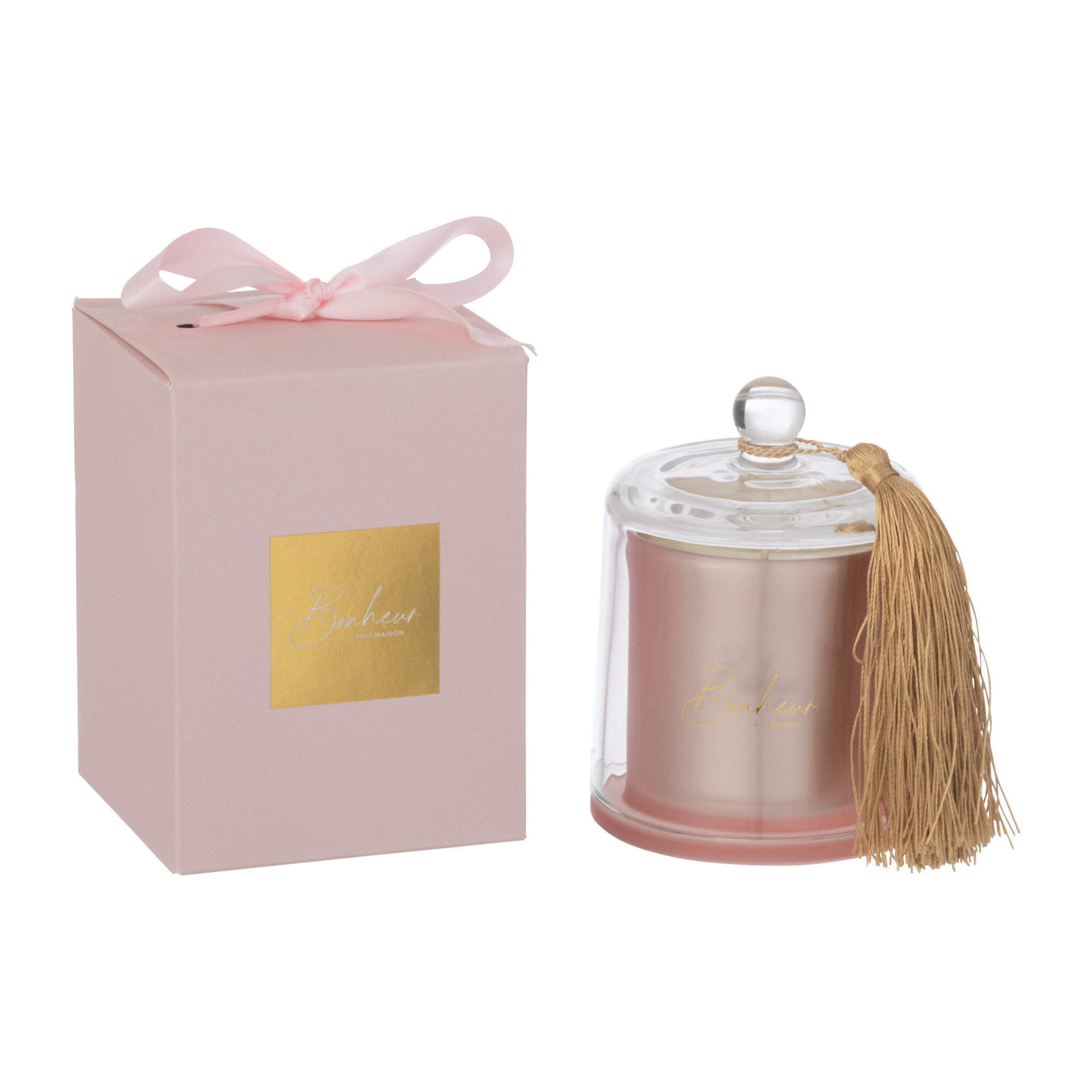 J-Line bougie parfumée Cloche Bonheur - Sapphire Amber Tea - verre - rose - small - 30H