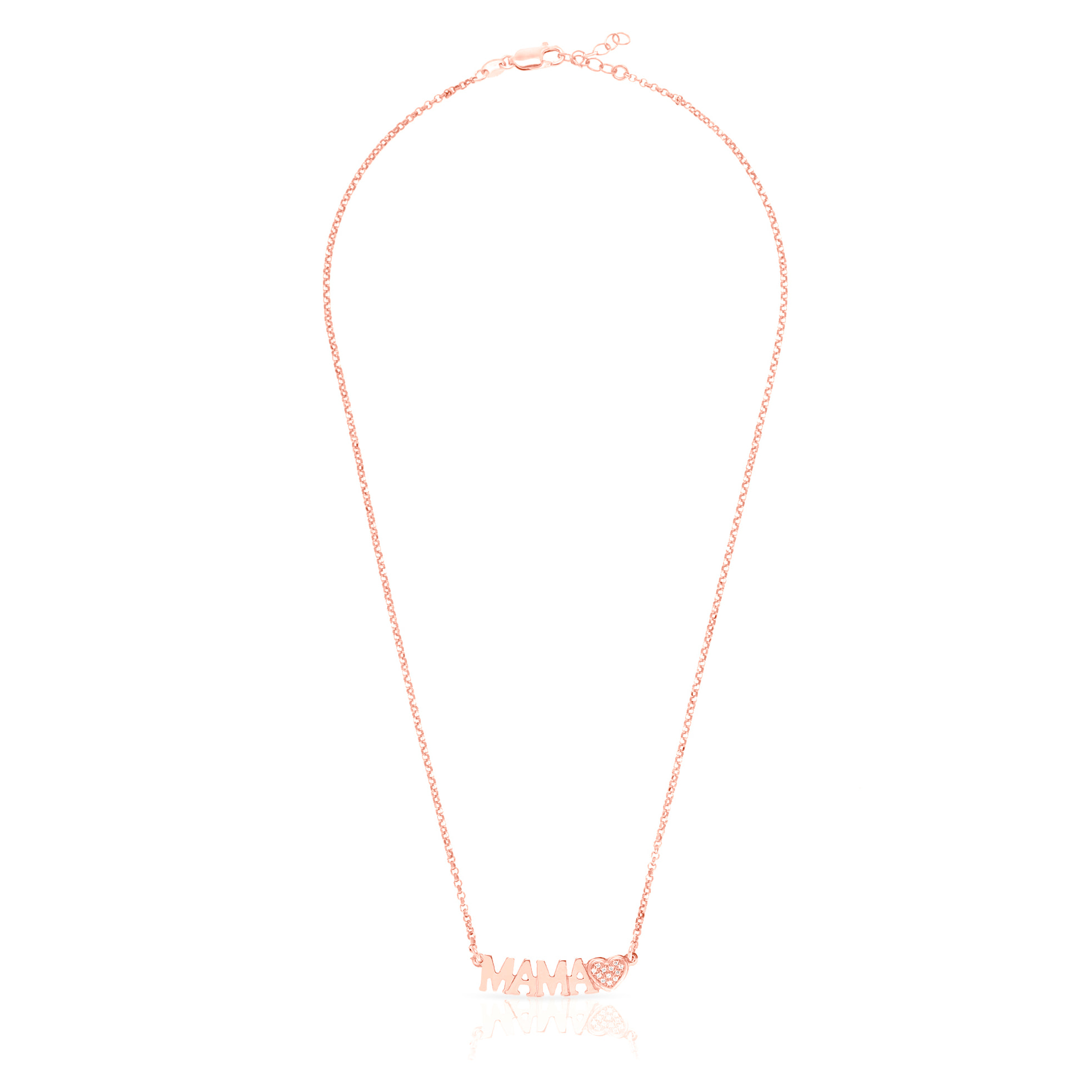 Collar de Plata de Ley 925 con inserción de colgante MAMA+ Circonita