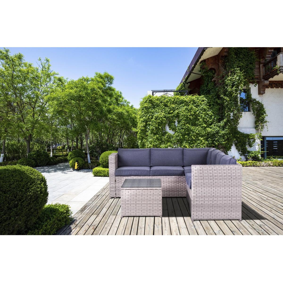 Salon de jardin en résine ''Gene'' - 5 places - Gris/Beige