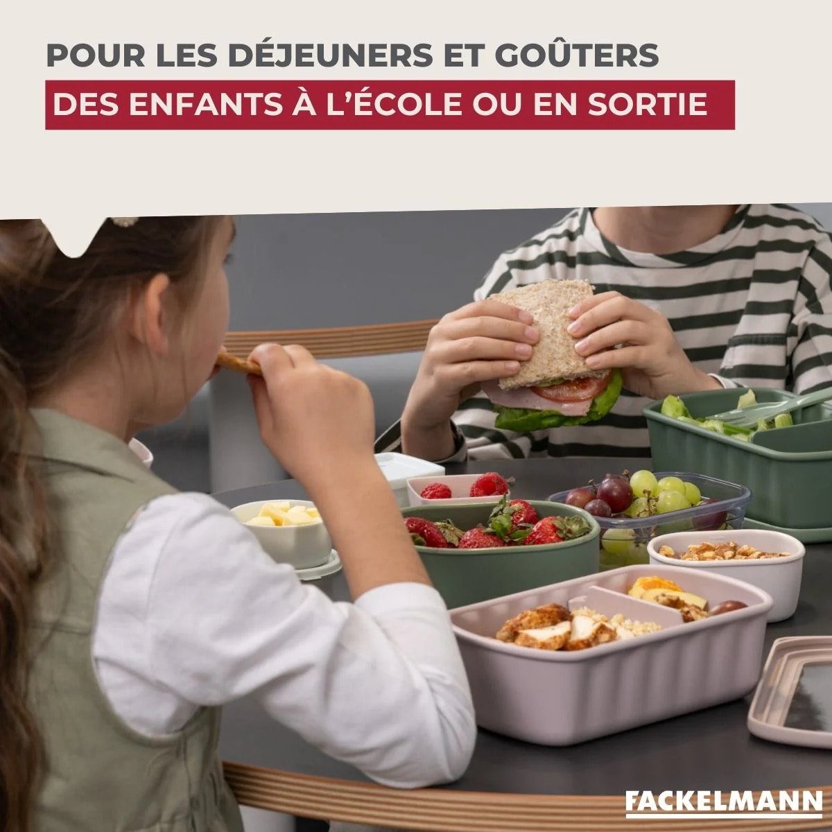 Lunchbox Beige à compartiment réglable sans BPA Fackelmann Storage