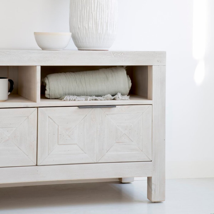 Meuble tv Cuzco -bois massif d'araucaria-couleur blanc  wild 173 x 62 x 45 cm