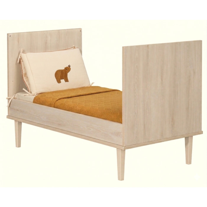 Lit bébé évolutif 70x140 sur pieds- Little Big Bed en bois décor hêtre cendré