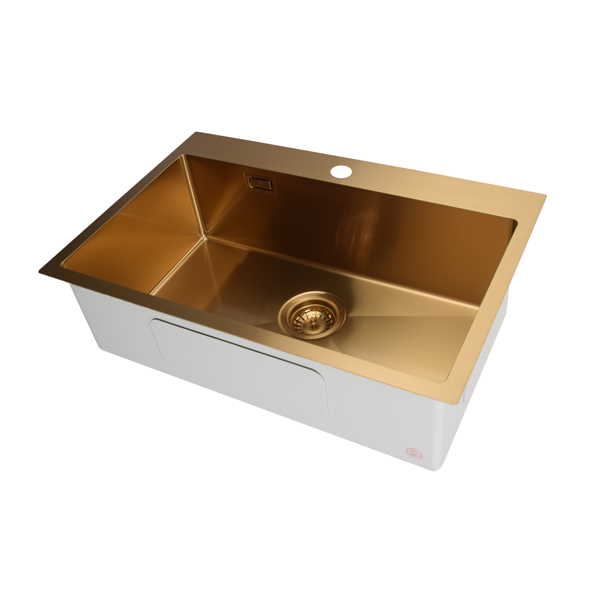 Timeless Évier de cuisine encastrable inox 304, 1 bac , 68x45x21 cm, Or brossé PVD
