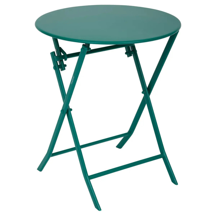Table de jardin 2 places Greensboro plaible D60cm vert opale