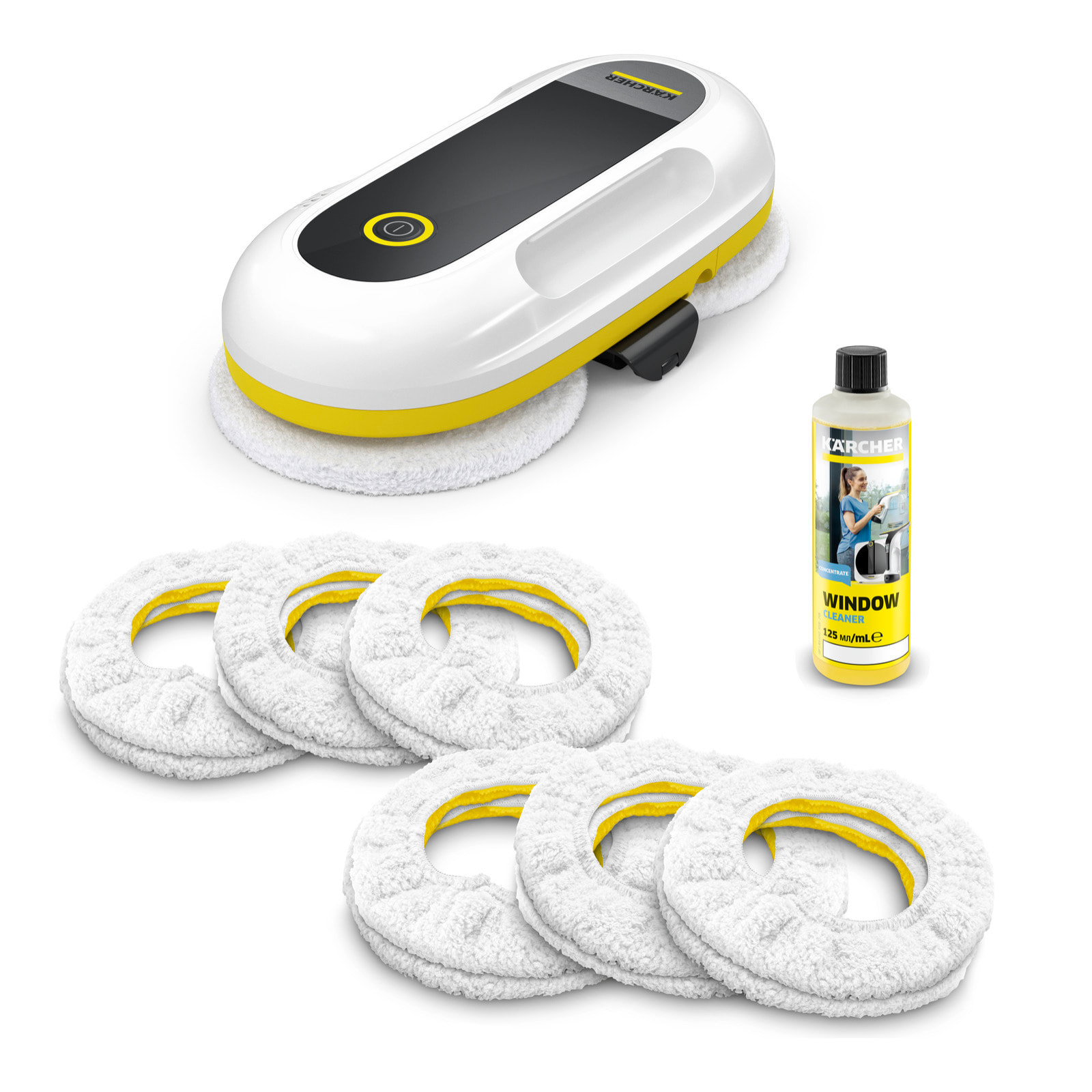 Robot lave vitres Karcher RCW 2 EXTRA + 62 dB - nettoyage automatique - nettoyage bordures - télécommande - 12 lingettes/dét 125ml