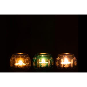 J-Line bougeoir Tarifa Rond - verre - mix - 3 pièces