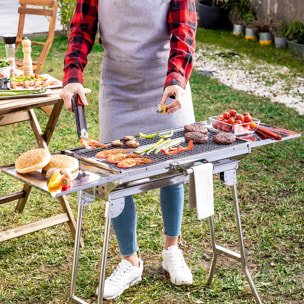 Barbecue au Charbon de Bois Pliable en Acier Inoxydable ExelQ InnovaGoods