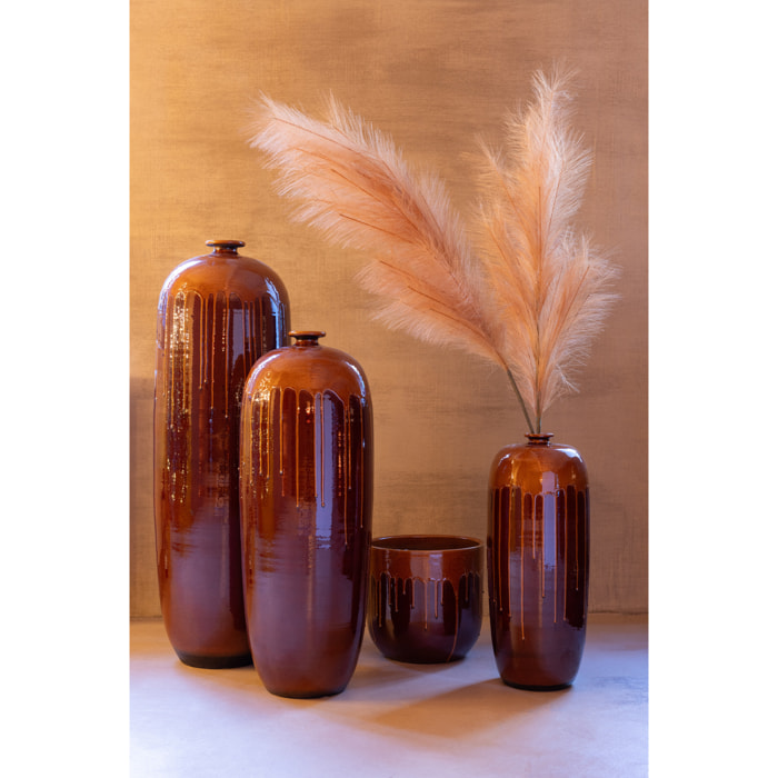 J-Line vase Lee Brillant - poterie - marron/orange - small