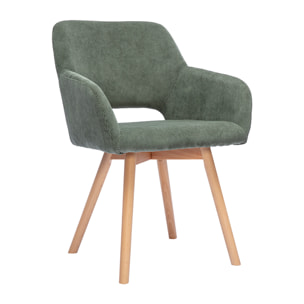 Chaises en tissu velours côtelé vert kaki et bois clair (lot de 2) LAURETTE