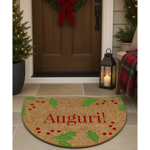 Zerbino Natalizio AUGURI per ingresso casa in fibra di cocco