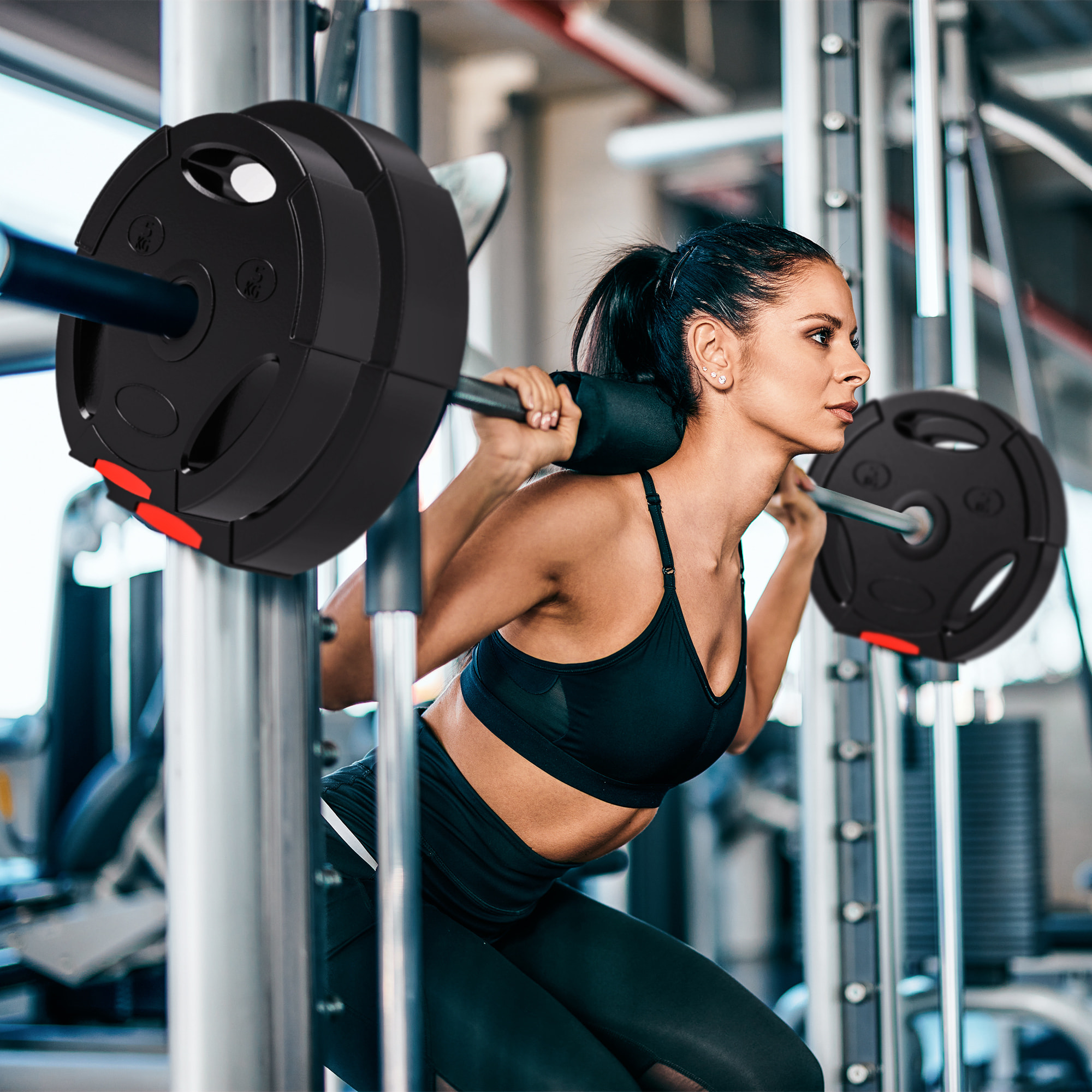 Juego de Discos Pesas de 4 Piezas Discos de Pesas Total 25 kg 2x7,5 kg 2x5 kg con Orificios de 2,5 cm para Entrenamiento Fitness en Hogar Gimnasio Negro