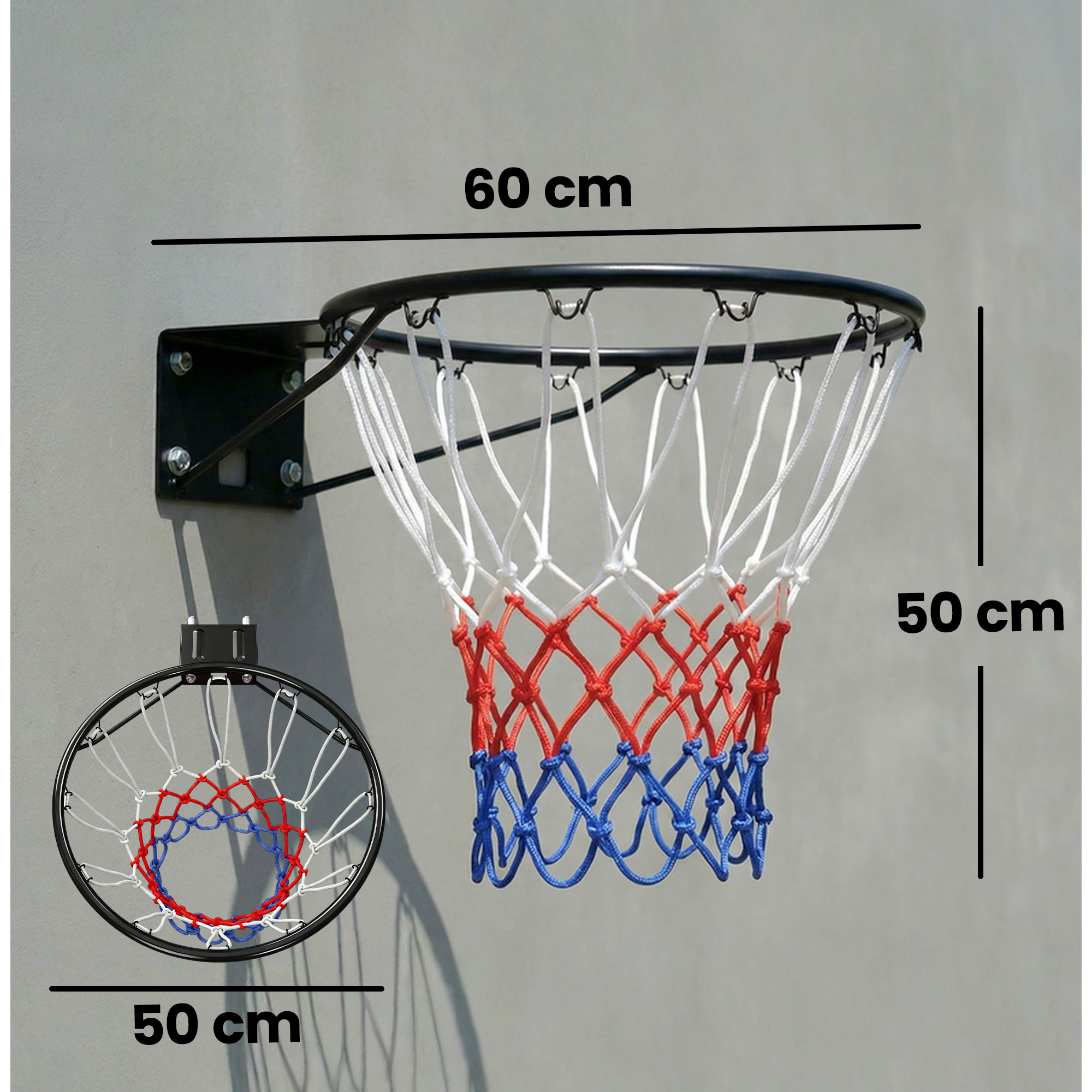 Arceau de basket mural 50 cm - panier de basket - acier noir