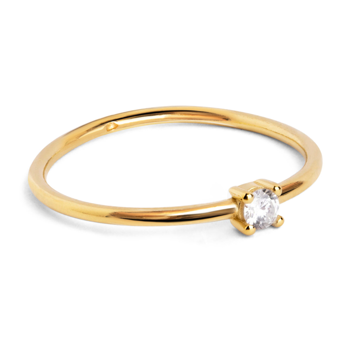 Anillo Single Spark Plata Baño Oro