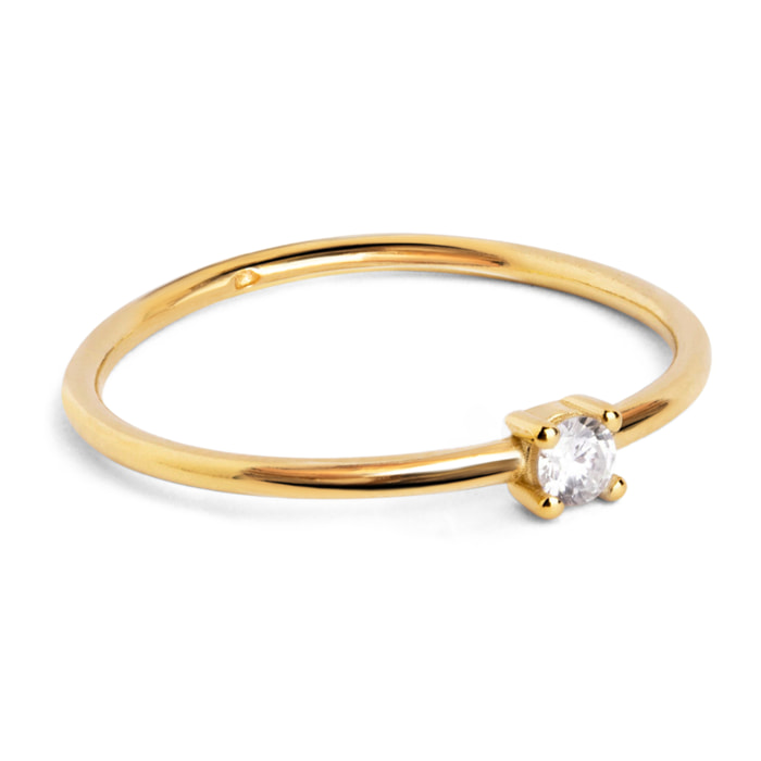 Anillo Single Spark Plata Baño Oro