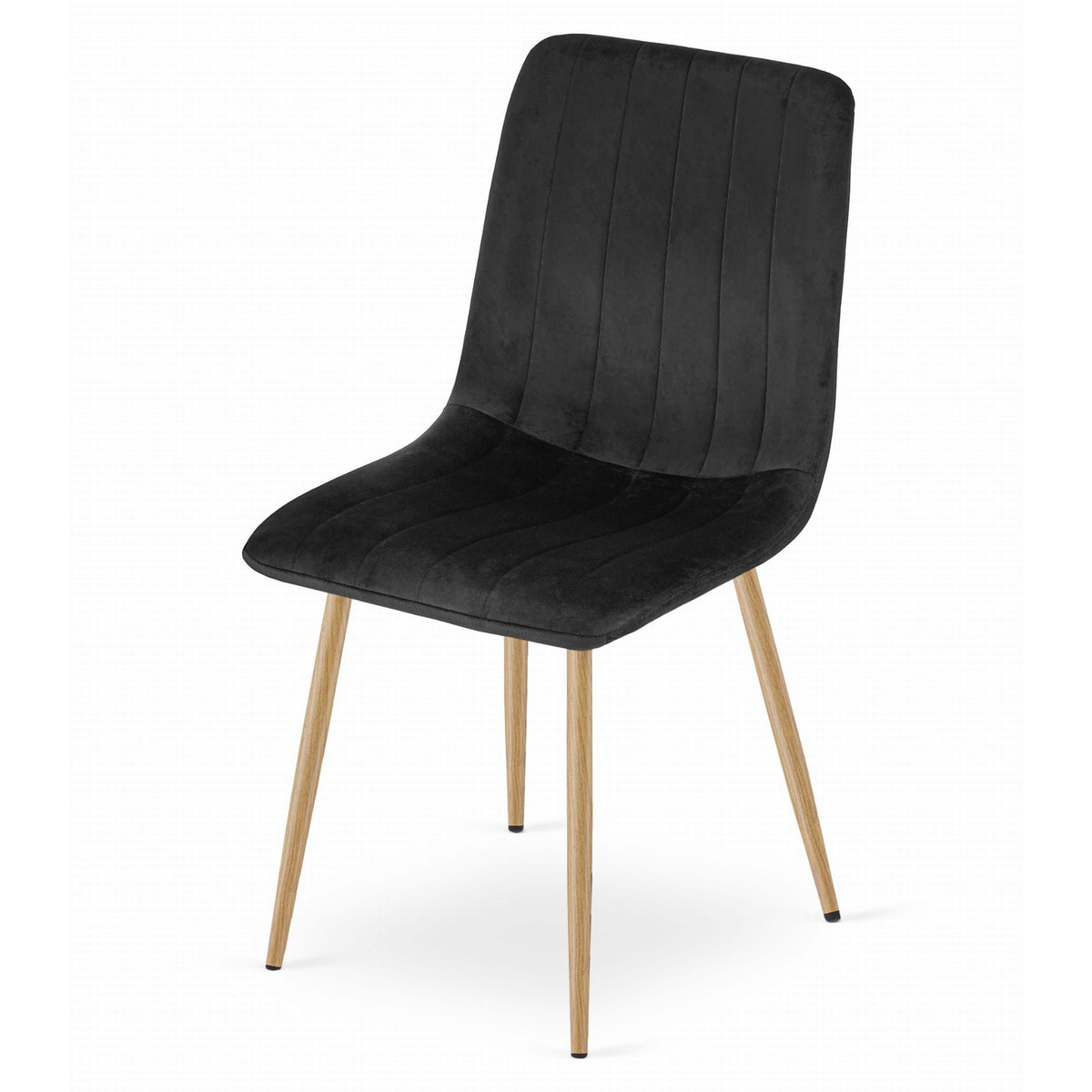 Sedia da pranzo Lava in velluto nero e gambe effetto legno