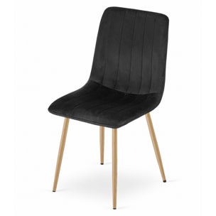 Sedia da pranzo Lava in velluto nero e gambe effetto legno