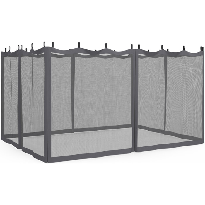 Moustiquaires pour pergola Marina 3x4m avec crochets de fixation - lot de 4