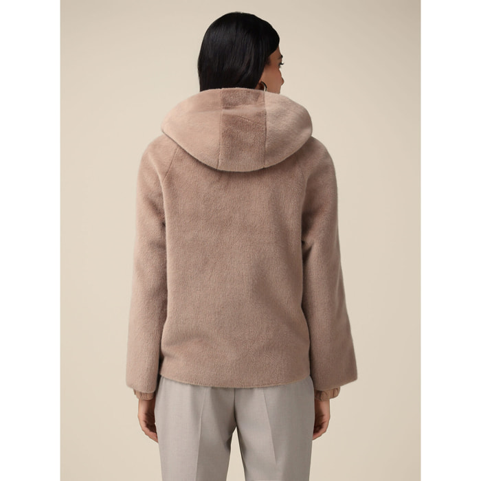 Oltre - Teddy jacket with hood - Beige