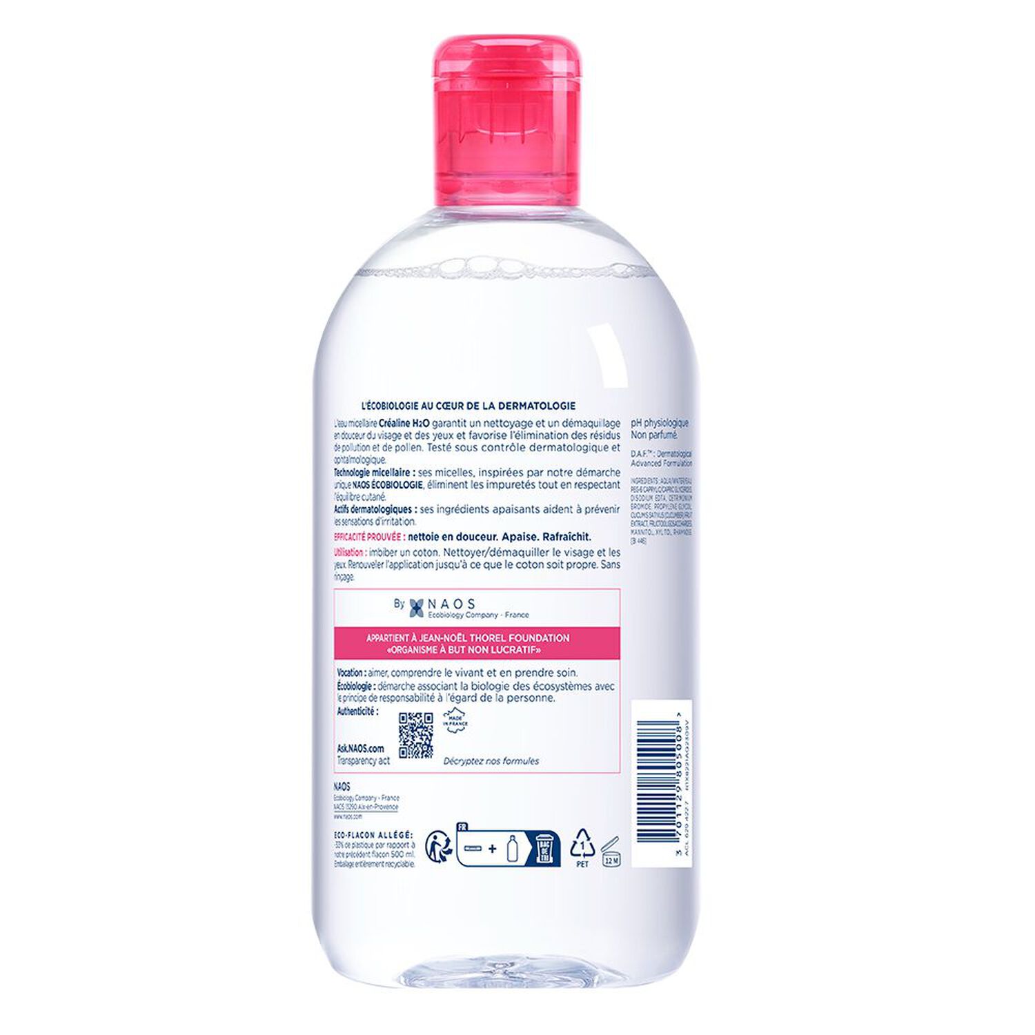 Créaline H2O - Eau Micellaire Démaquillante Sans Rinçage - Peaux Sensibles