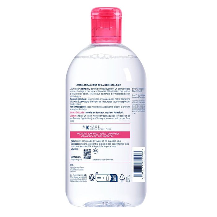 Créaline H2O - Eau Micellaire Démaquillante Sans Rinçage - Peaux Sensibles