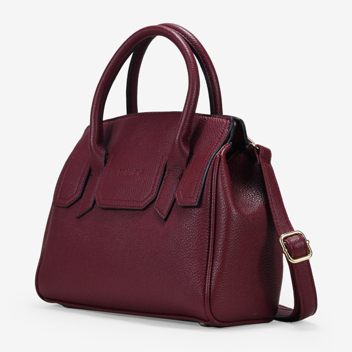 Bolso de mano burdeos con cierre de imán