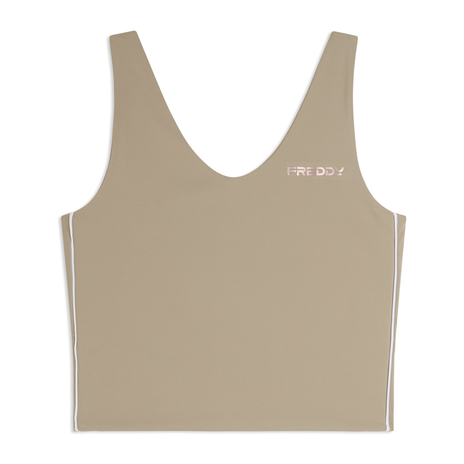 Canotta cropped slim fit con scollo a V in jersey quick dry