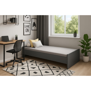 Letto singolo KARO 190x90 grigio per ragazzi