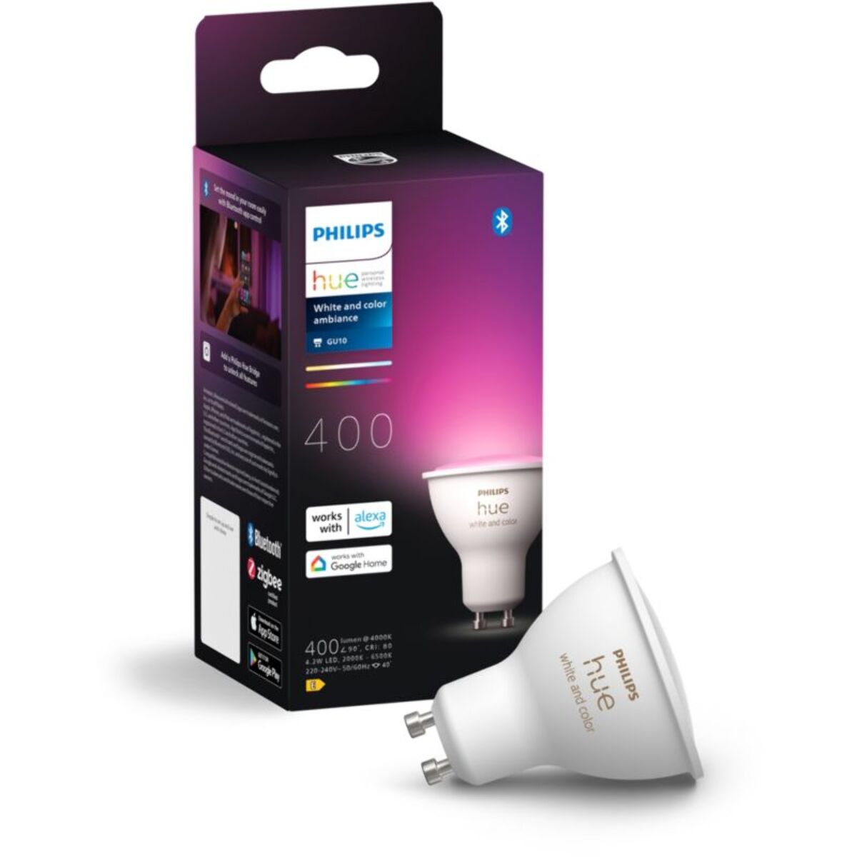 Ampoule LED connectée PHILIPS Hue Spot seul GU10 Hue White&Colors