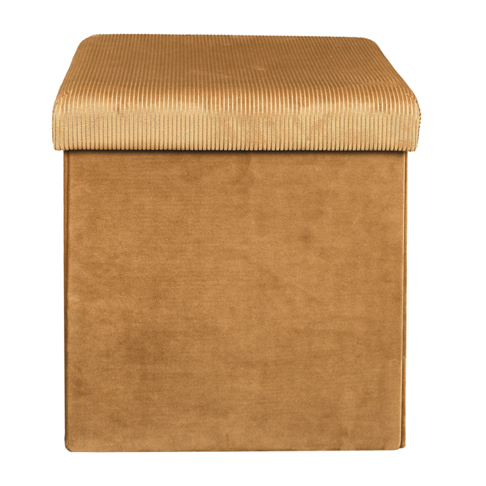 Coffre Pouf Pliable Velours Cotele Giulia Jaune