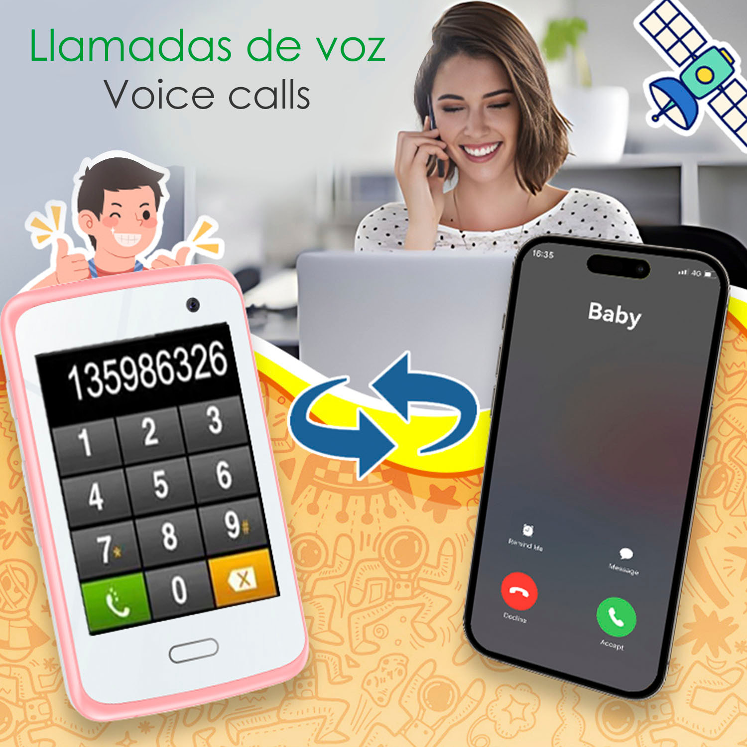 DAM Teléfono móvil A17 infantil con red GSM. Pantalla de 2,8, cámara, modo colegio, juegos de aprendizaje. 5,5x1x9,3 Cm. Color: Rosa
