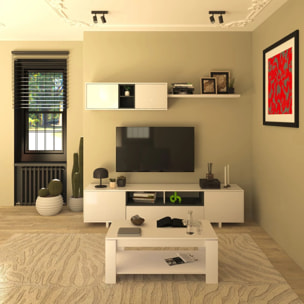 Pack salón con mesa de centro Kenzo Plus V1 Blanco Brillo - Gris Antracita