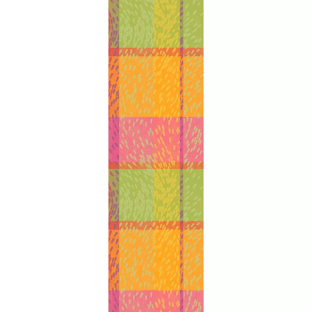 Chemin de table pur coton 220 g/m² motif jacquard rose vert Mille sources berlingot