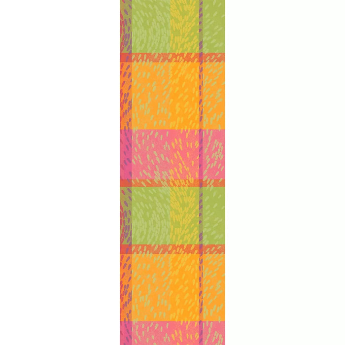 Chemin de table pur coton 220 g/m² motif jacquard rose vert Mille sources berlingot