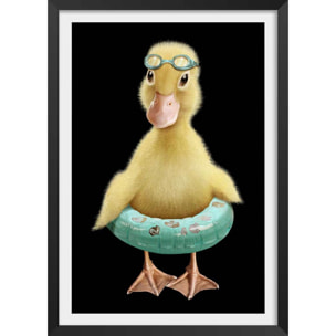 Affiche enfant bouée canard  Affiche + cadre en bois - Noir
