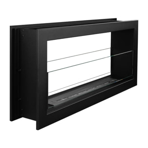 Montefalco 90 - Camino a Bioetanolo da Incasso Bifacciale 90x40x15,2 cm con Bruciatore 1,5lt in Acciaio