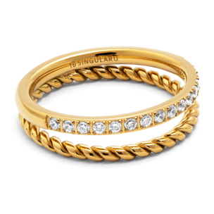 Anello Double Tressia Spark Acciao Placcato Oro