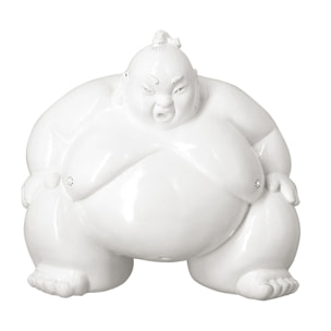 SUMO EN RÉSINE LAQUÉE BLANCHE 24X16X22,5CM CYMO