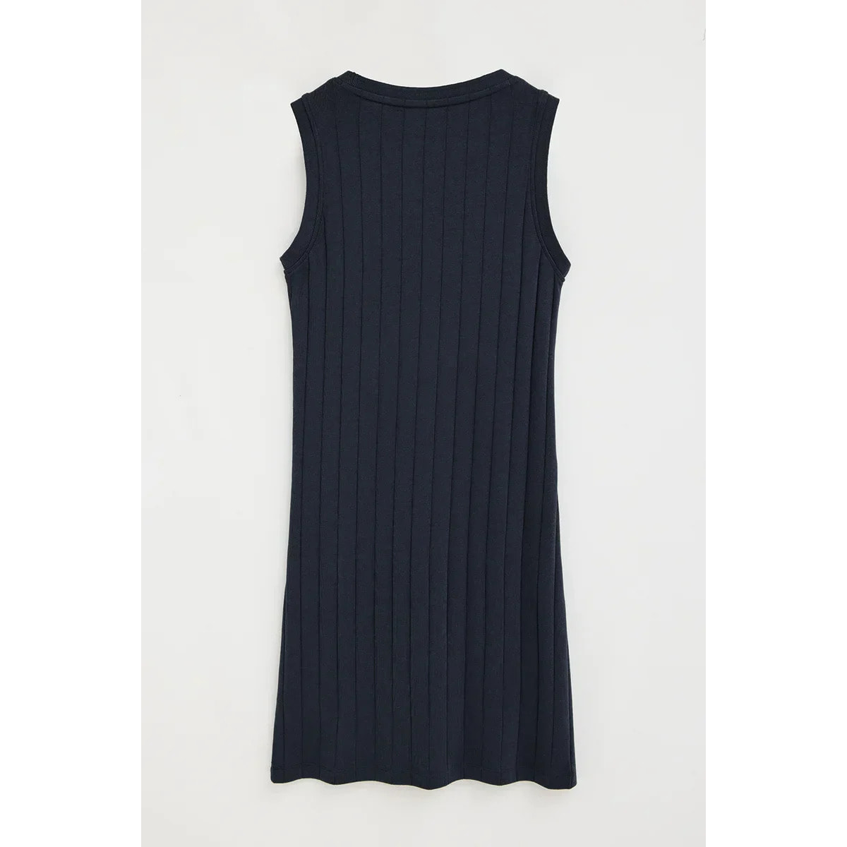 Vestido corto azul marino de canalé con logo Rigby Go