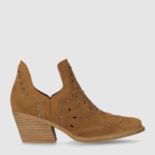 Botines de Serraje - Cuero - Tacón: 6 cm