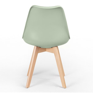 Set 4 sedie stile nordico gambe legno verde chiaro - Candice