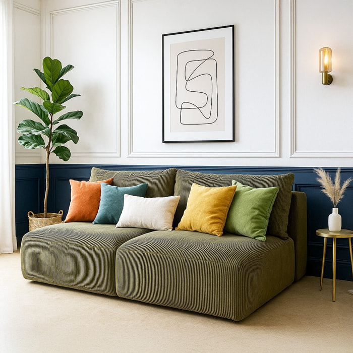 Canapé convertible 3 places en velours côtelé - JASPER