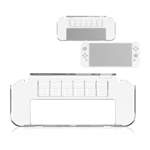 DAM Carcasa con 6 slots para tarjetas de juegos, compatible con Switch Oled. 24,5x10,3x2 Cm. Color: Transparente