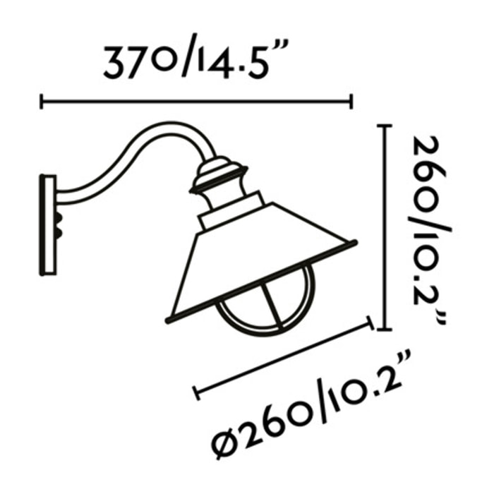 NÁUTICA Lámpara aplique marrón óxido 1L ø260mm