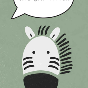 Affiche enfant zebre Affiche + cadre en bois - Chêne