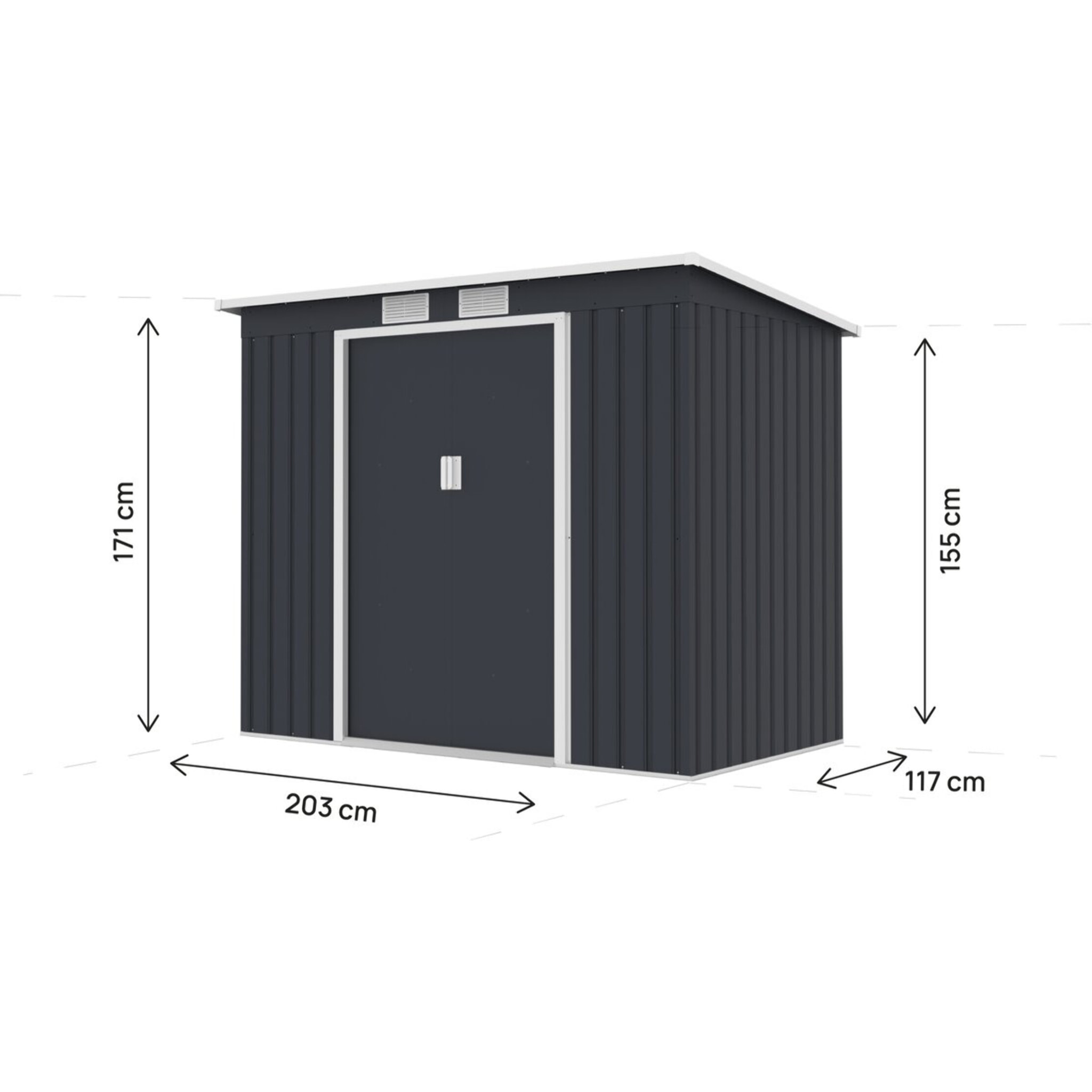 Abri de jardin en métal avec toit monopente métal "Orlando" - 2,81 m² - Gris