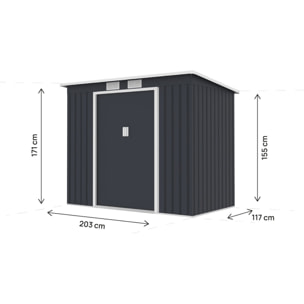 Abri de jardin en métal avec toit monopente métal "Orlando" - 2,81 m² - Gris
